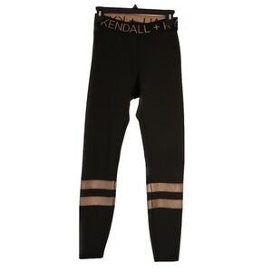 Kendall & Kylie Black Leggings with Metallic Gold Stripe Accents